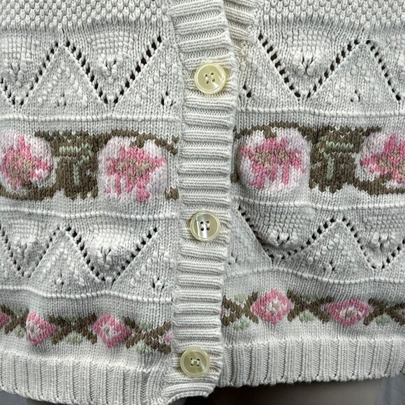Vtg Eddie Bauer Cardigan Sweater 1990 Grannycore Grandma Small flower 90s Y2K - Picture 6 of 9